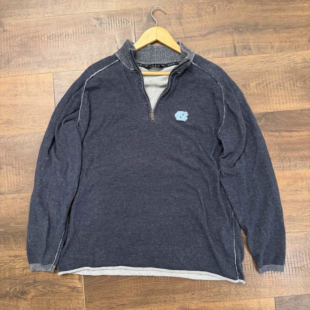 Vesi Sportswear UNC Tar Heels Quarter Zip Pullover Navy Blue Cotton Sweater